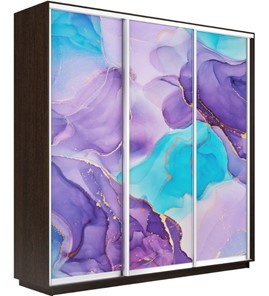 Шкаф 3-х створчатый Экспресс 2100х600х2400, Абстракция фиолетовая/венге в Астрахани