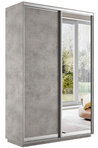 Шкаф 2-дверный Экспресс (ДСП/Зеркало) 1600х450х2200, бетон в Астрахани