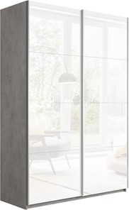 Шкаф Прайм (Белое стекло/Белое стекло) 1600x570x2300, бетон в Астрахани