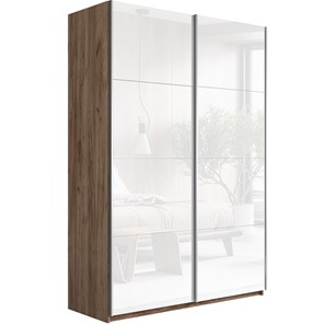 Шкаф 2-дверный Прайм (Белое стекло/Белое стекло) 1600x570x2300, Крафт табачный в Астрахани