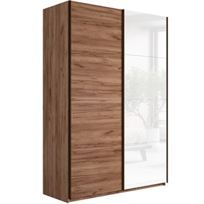 Шкаф 2-х дверный Прайм (ДСП/Белое стекло) 1600x570x2300, Крафт табачный в Астрахани
