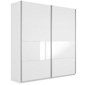 Шкаф 2-створчатый Широкий Прайм (ДСП / Белое стекло) 2200x570x2300, Белый снег в Астрахани