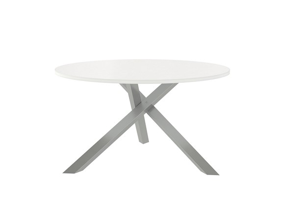 Круглый столик Триада-15Д, Металлик/Белый в Астрахани - изображение
