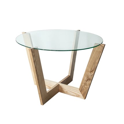 Круглый столик Оникс-10, Натуральный массив/Прозрачное стекло в Астрахани - изображение