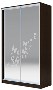 Шкаф 2-х створчатый 2400х1500х420 два зеркала, "Бабочки" ХИТ 24-4-15-66-05 Венге Аруба в Астрахани