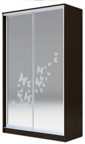 Шкаф двухстворчатый 2200х1200х620 два зеркала, "Бабочки" ХИТ 22-12-66-05 Венге Аруба в Астрахани