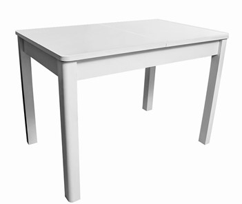 Кухонный стол раздвижной Айсберг-07 СТ1, белое ЛДСП/стекло белое/прямые массив белый в Астрахани