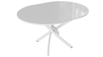 Кухонный стол раздвижной Diamond тип 3 (Белый муар/Белый глянец) в Астрахани - предосмотр 1