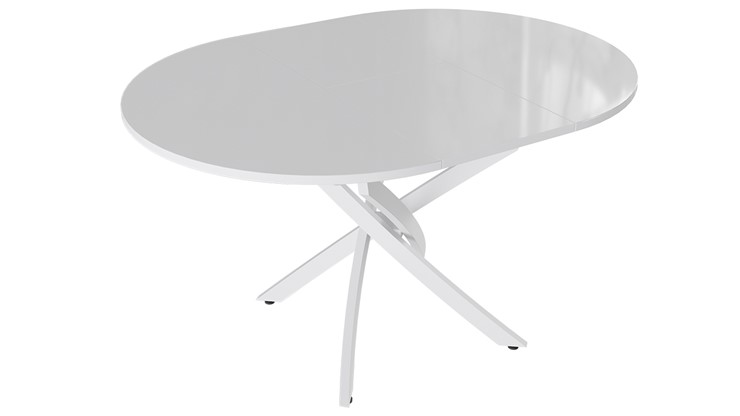 Кухонный стол раздвижной Diamond тип 3 (Белый муар/Белый глянец) в Астрахани - изображение 1