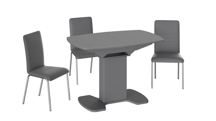 Обеденный раздвижной стол Портофино (СМ(ТД)-105.01.11(1)), цвет Серое/Стекло серое матовое LUX в Астрахани - изображение 2