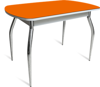 Кухонный обеденный стол ПГ-04 СТ белое/оранжевое/хром фигурные в Астрахани - предосмотр