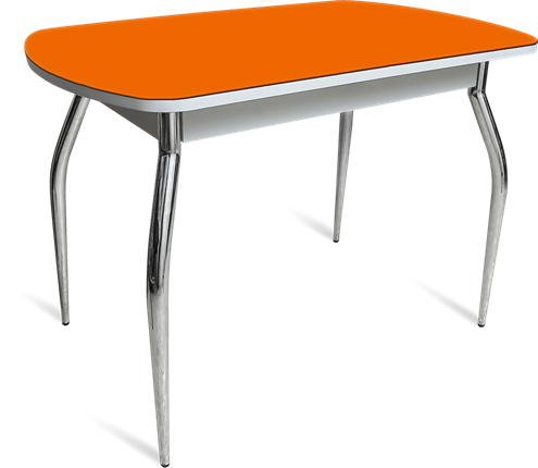 Кухонный обеденный стол ПГ-04 СТ белое/оранжевое/хром фигурные в Астрахани - изображение