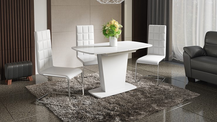 Раздвижной стол Честер тип 2, цвет Белый/Стекло белый глянец в Астрахани - изображение 2