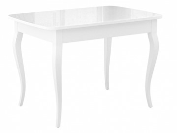 Обеденный раздвижной стол Dikline M120 Белый/стекло белое глянец/ножки MC белые в Астрахани