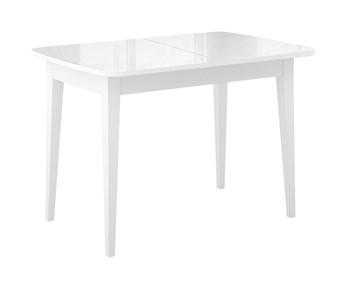 Кухонный стол раздвижной Dikline M120 Белый/стекло белое глянец/ножки MM белые в Астрахани