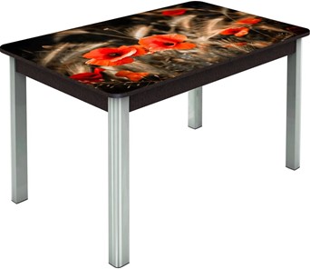 Обеденный раздвижной стол Гамбург исп.2 ноги метал. крашеные №23, Фотопечать (Цветы №38) в Астрахани