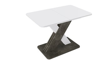 Кухонный стол раздвижной Люксембург тип 1 (Белый/Ателье темный/Стекло белое матовое) в Астрахани