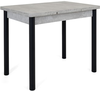 Кухонный стол раскладной Милан-1 EVO, ноги металлические черные, светлый цемент в Астрахани