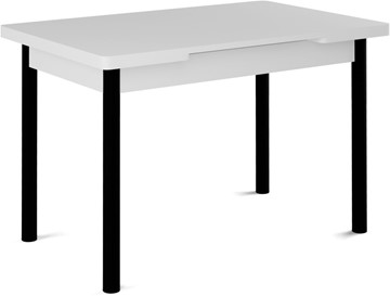 Обеденный раздвижной стол Милан-2 EVO, ноги черные, белый цемент в Астрахани