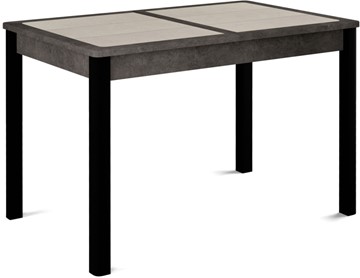Обеденный раздвижной стол Ницца-1 ПЛ (ноги черные, плитка бежевая/серый камень) в Астрахани