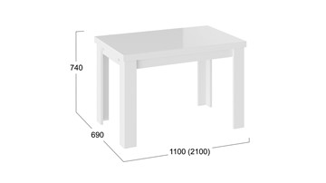 Стол раздвижной Норман тип 1, цвет Белый/Стекло белый глянец в Астрахани - предосмотр 2