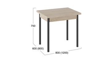 Кухонный раскладной стол Родос тип 2 с опорой d40 (Черный муар/Дуб Сонома) в Астрахани - предосмотр 2