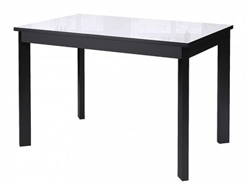 Кухонный стол раскладной Dikline Ls110, стекло белое/ножки черные в Астрахани