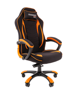 Кресло игровое CHAIRMAN GAME 28 Полиэстер комбинированная ткань оранжевый/черный в Астрахани