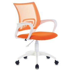 Офисное кресло Brabix Fly MG-396W (с подлокотниками, пластик белый, сетка, оранжевое) 532401 в Астрахани