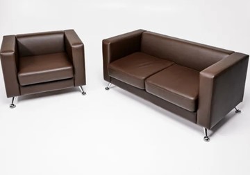 Комплект мебели Альбиони коричневый кожзам  диван 2Д + кресло в Астрахани