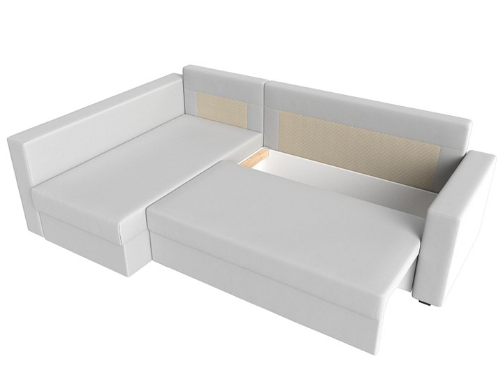 Угловой раскладной диван Мансберг, Белый (Экокожа) в Астрахани - изображение 1