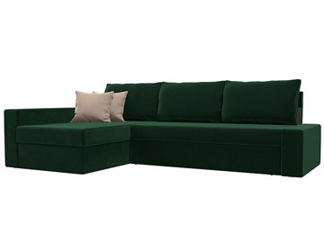 Угловой раскладной диван Версаль, Зеленый/Бежевый (велюр) в Астрахани