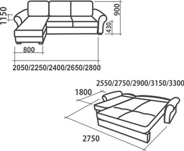 Угловой диван Аккордеон-1, 290 (круглые подлокотники) с коробом в Астрахани - предосмотр 2