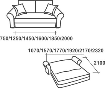 Прямой диван Аккордеон-1, 180 (прямые подлокотники) в Астрахани - предосмотр 2