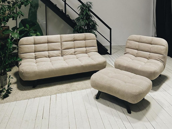 Комплект мебели Абри цвет бежевый диван + кресло +пуф пора металл в Астрахани - изображение