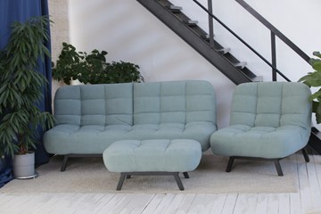 Комплект мебели Абри цвет мята кресло + диван + пуф опора металл в Астрахани
