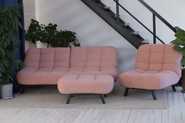 Комплект мебели Абри розовый кресло + диван + пуф опора металл в Астрахани