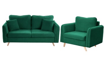 Комплект мебели Бертон изумрудный диван+ кресло в Астрахани