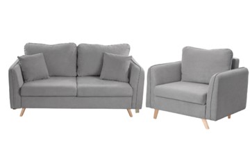 Комплект мебели Бертон серый диван+ кресло в Астрахани