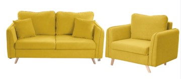 Комплект мебели Бертон желтый диван+ кресло в Астрахани