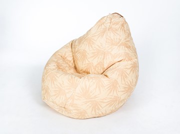 Кресло-мешок Груша малое, жаккард, бежевые листья в Астрахани