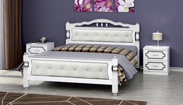 Спальная кровать Карина-11 (Белый Жемчуг, светлая обивка) 140х200 в Астрахани