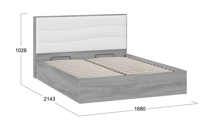 Кровать с механизмом 2-спальная Миранда тип 1 (Дуб Гамильтон/Белый глянец) в Астрахани - изображение 1