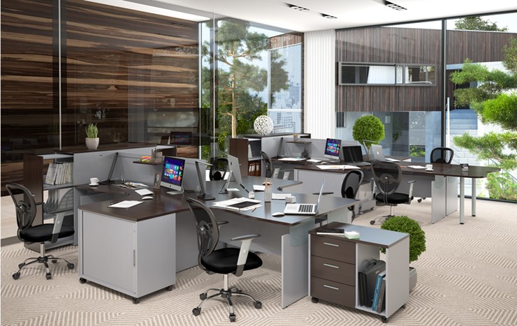 Комплект офисной мебели OFFIX-NEW для двух сотрудников и руководителя в Астрахани - изображение 1