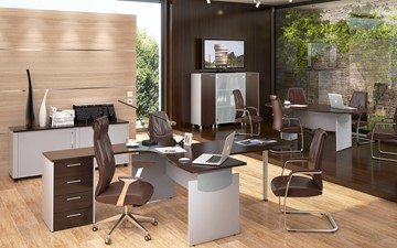 Комплект офисной мебели OFFIX-NEW для двух сотрудников и руководителя в Астрахани - предосмотр