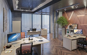 Комплект офисной мебели Wave 3, 3 рабочих места и шкафы в Астрахани