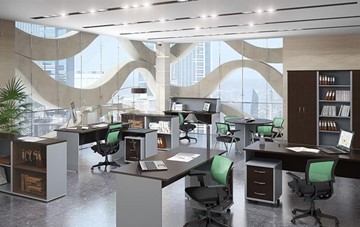 Комплект офисной мебели IMAGO четыре рабочих места, стол для переговоров в Астрахани - предосмотр