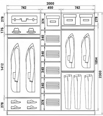 Шкаф трехдверный ХИТ 24-20-777-12, Корабль, Вариант №1, дуб млечный в Астрахани - изображение 2