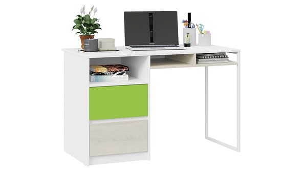 Письменный стол Сканди СМ-386.15.02-20 (Дуб Гарден, Белая, Зеленый) в Астрахани - изображение