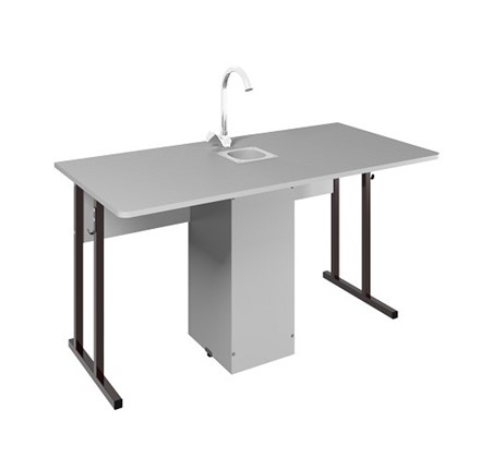 Детский стол 2-местный для кабинета химии Стандарт 5, Пластик Серый/Коричневый в Астрахани - изображение